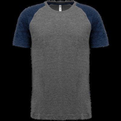 Camiseta bicolor Cuello redondo Grey Heather / Sporty Navy Heather L