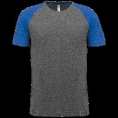 Camiseta bicolor Cuello redondo Grey Heather / Sporty Royal Blue Heather 3XL