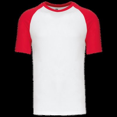 Camiseta bicolor manga corta hombre White / Red XL