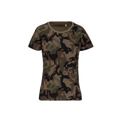 Camiseta camuflaje mujer algodón Diseño / Verde XL