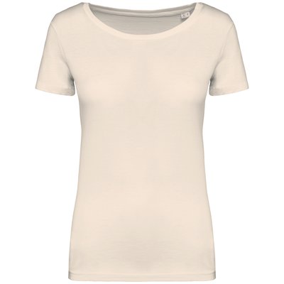 Camiseta chica algodón orgánico Beige / Blanco XS