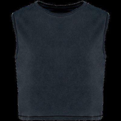 Camiseta crop top sin mangas Washed Coal Grey XS