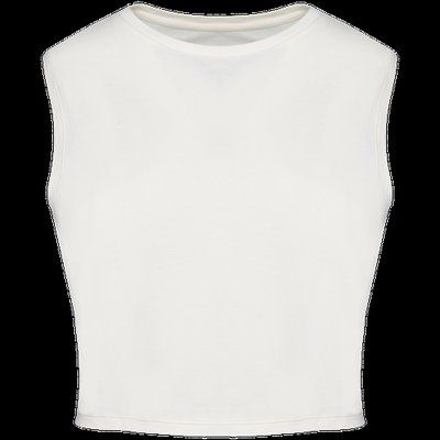 Camiseta crop top sin mangas Washed Ivory S