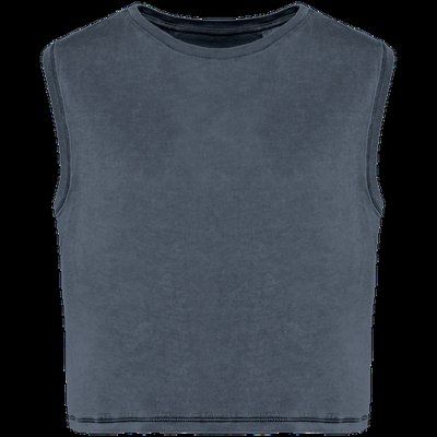 Camiseta crop top sin mangas Washed Mineral Grey S