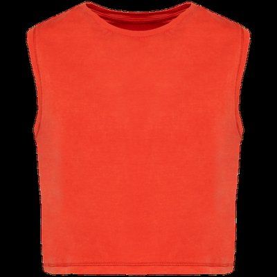 Camiseta crop top sin mangas Washed Paprika S