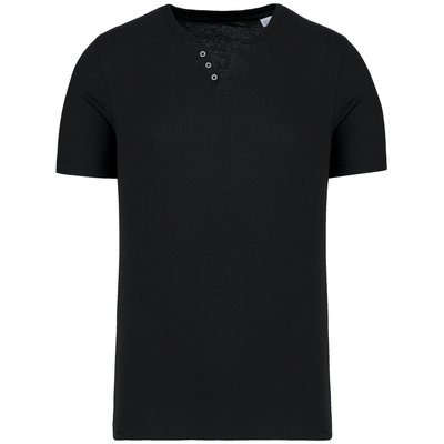 Camiseta cuello 3 botones Negro XXL