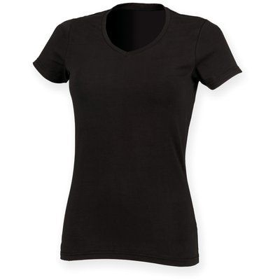 Camiseta cuello de pico para mujer Black XS