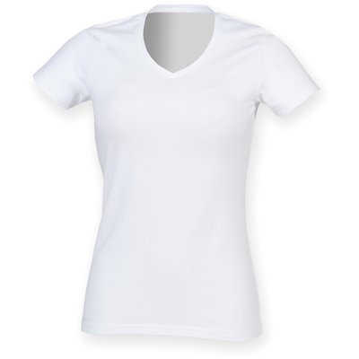 Camiseta cuello de pico mujer Blanco L