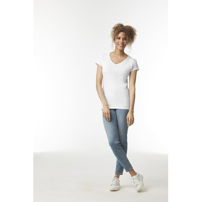 Camiseta cuello de pico para mujer de corte entallado