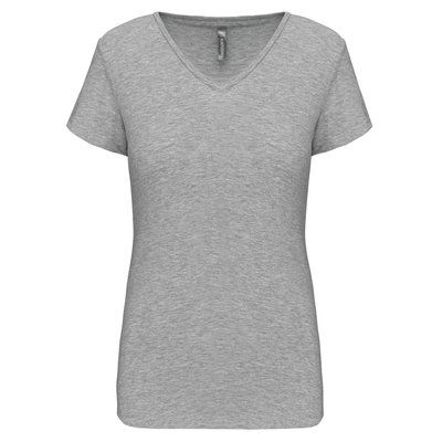 Camiseta cuello de pico mujer Light grey heather M