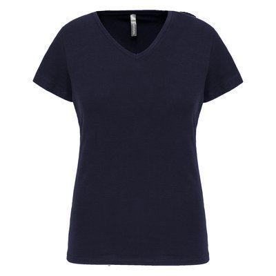 Camiseta cuello de pico mujer Navy S