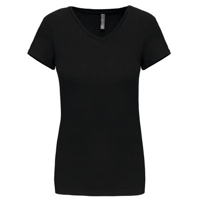 Camiseta cuello de pico mujer Negro XXL