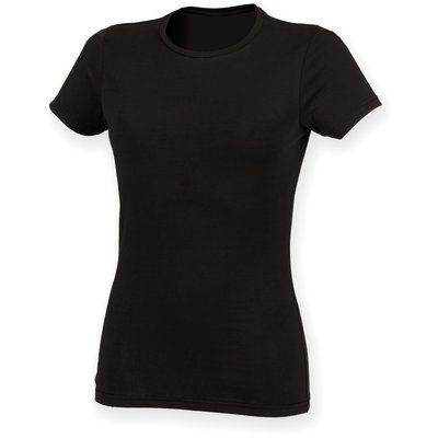 Camiseta cuello redondo mujer algodón Black XS