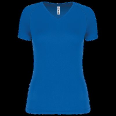 Camiseta de deporte mujer cuello de pico Aqua Blue L