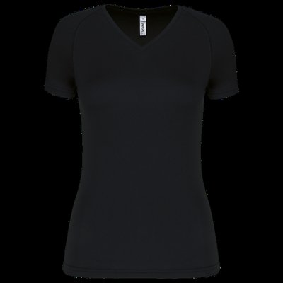 Camiseta de deporte mujer cuello de pico Black M