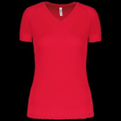 Camiseta de deporte mujer cuello de pico Red XL