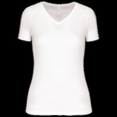 Camiseta de deporte mujer cuello de pico White L