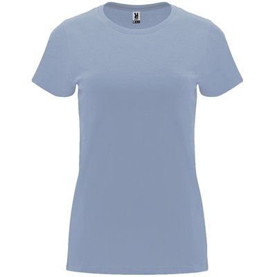 Camiseta entallada de manga corta con cuello redondo AZUL ZEN L