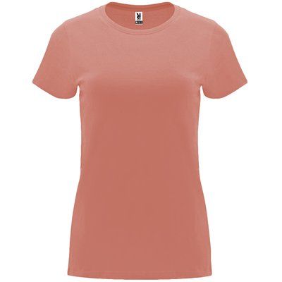 Camiseta entallada de manga corta con cuello redondo NARANJA CLAY XL