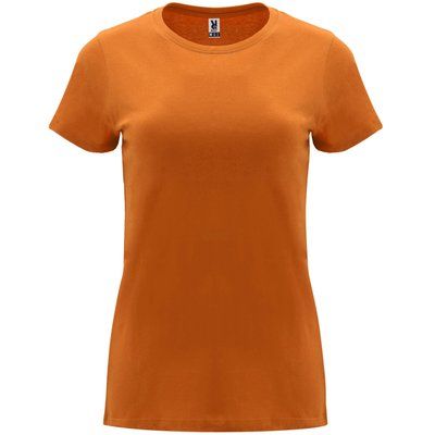 Camiseta entallada de manga corta con cuello redondo Naranja L