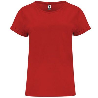 Camiseta Holgada Manga Dobladillo Rojo XL