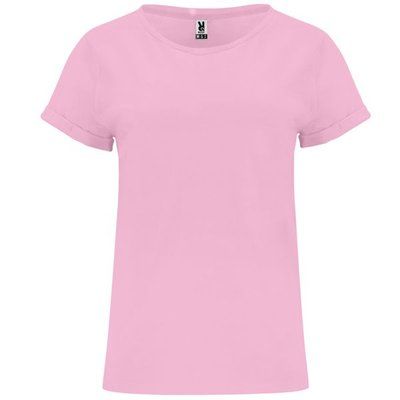 Camiseta Holgada Manga Dobladillo Rosa Claro S