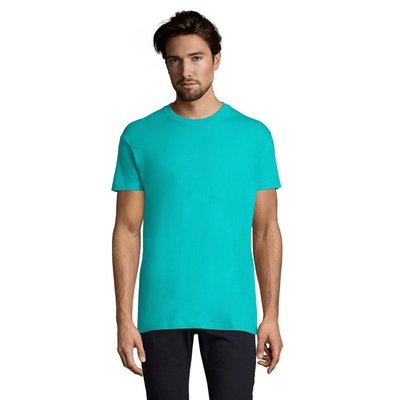 Camiseta Hombre Tubular 100% Algodón Azul Caribe M