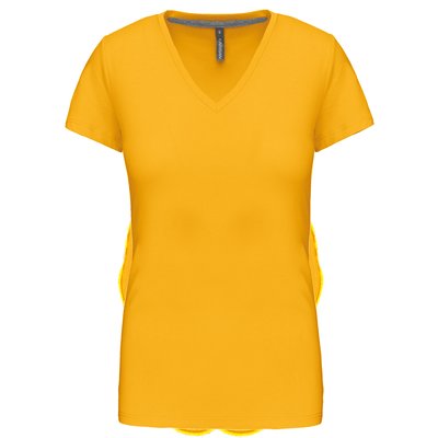 Camiseta de manga corta cuello pico mujer Amarillo S