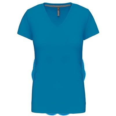 Camiseta de manga corta cuello pico mujer Azul XL