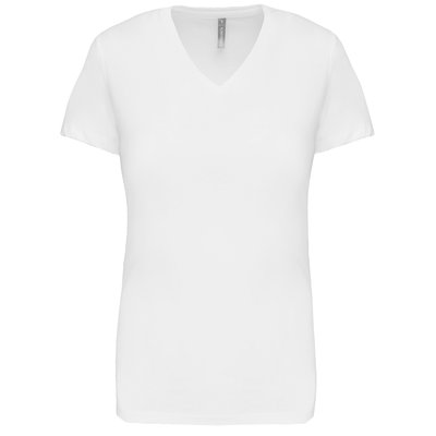 Camiseta de manga corta cuello pico mujer Blanco S