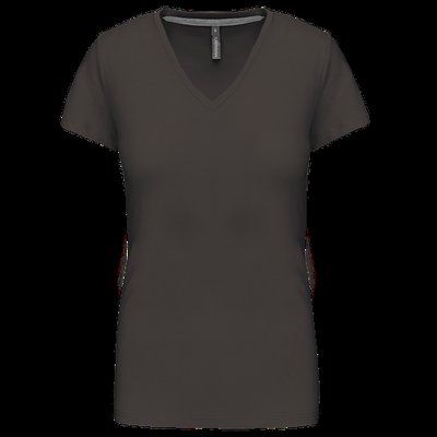 Camiseta de manga corta cuello pico mujer DARK GREY S