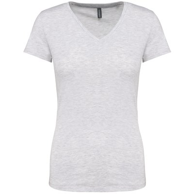 Camiseta de manga corta cuello pico mujer Gris M