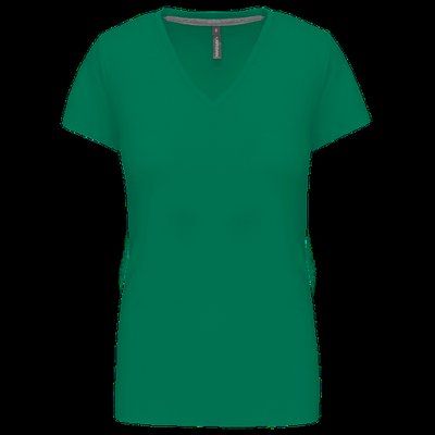 Camiseta de manga corta cuello pico mujer Kelly Green XL