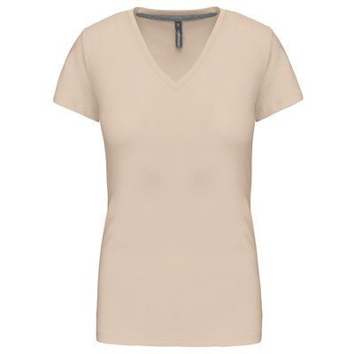 Camiseta de manga corta cuello pico mujer Light Sand S