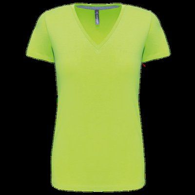 Camiseta de manga corta cuello pico mujer Lime 3XL