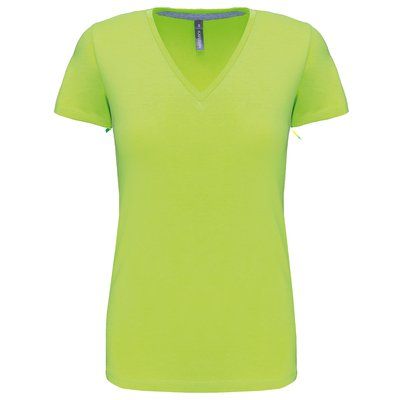 Camiseta de manga corta cuello pico mujer Lime S