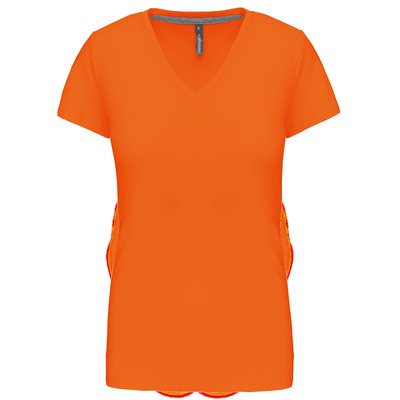 Camiseta de manga corta cuello pico mujer Naranja XXL