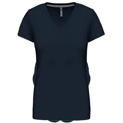 Camiseta de manga corta cuello pico mujer Navy 3XL