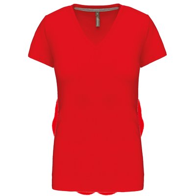 Camiseta de manga corta cuello pico mujer Rojo 3XL