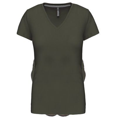 Camiseta de manga corta cuello pico mujer Verde XL