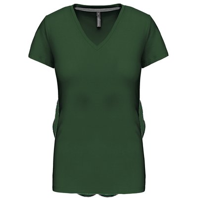 Camiseta de manga corta cuello pico mujer Verde XL