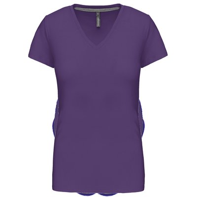 Camiseta de manga corta cuello pico mujer Violeta S