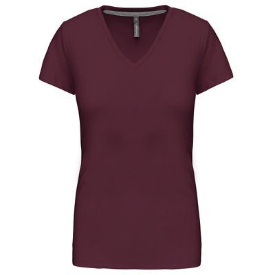 Camiseta de manga corta cuello pico mujer Wine XXL