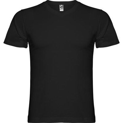 Camiseta manga corta escote en pico tubular Negro 2XL