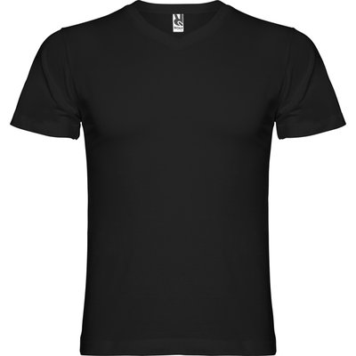 Camiseta manga corta escote en pico tubular Negro XL