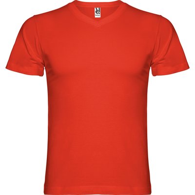 Camiseta manga corta escote en pico tubular Rojo 2XL