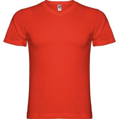 Camiseta manga corta escote en pico tubular Rojo XL