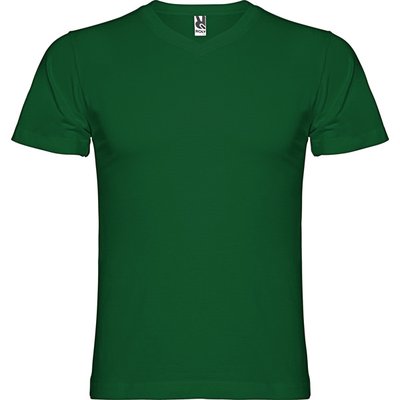 Camiseta manga corta escote en pico tubular VERDE BOTELLA 3XL