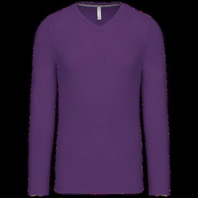 Camiseta de manga larga con cuello de pico Purple XXL