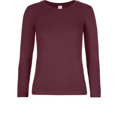 Camiseta manga larga mujer algodón Burgundy XXL